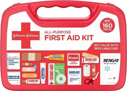 A first aid kit essential to keep in your dorm room in the event of minor cuts, scrapes, and burns