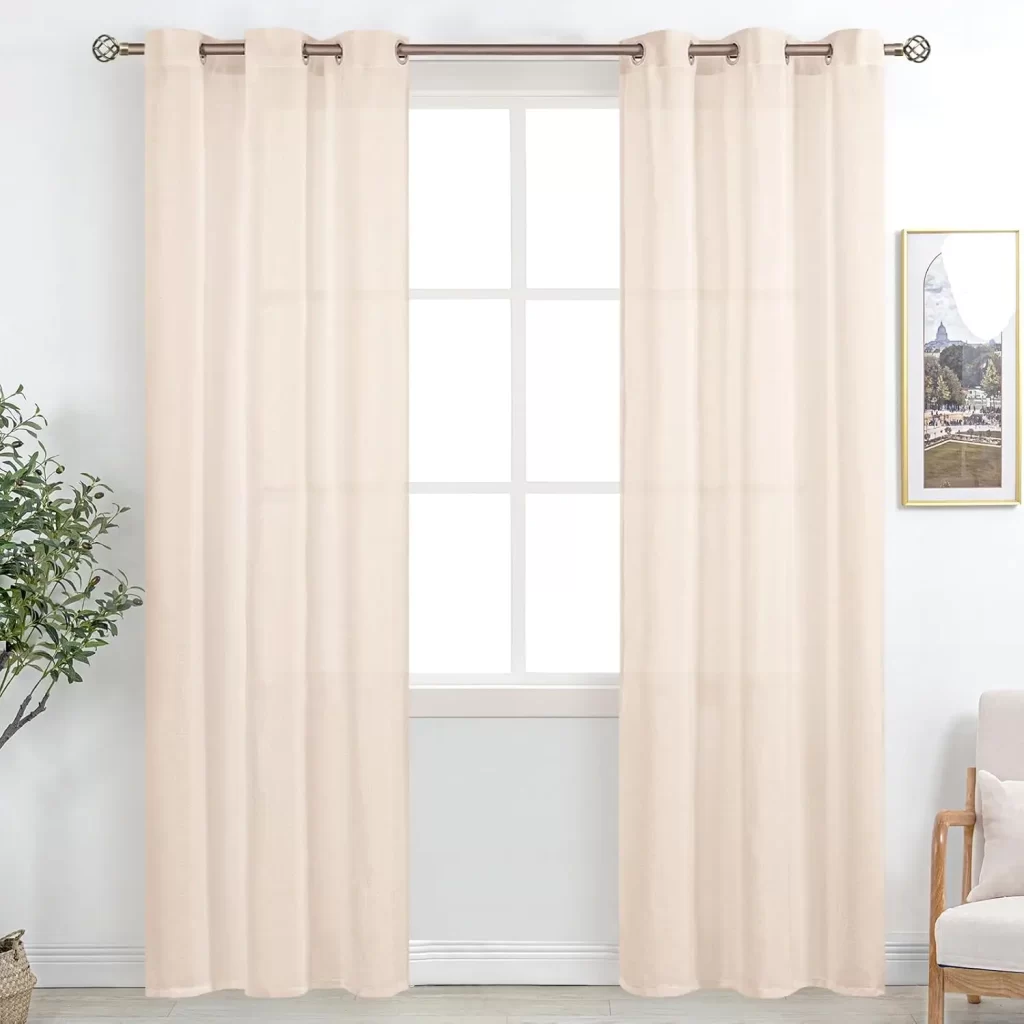 Sheer light pink curtains for dorm room