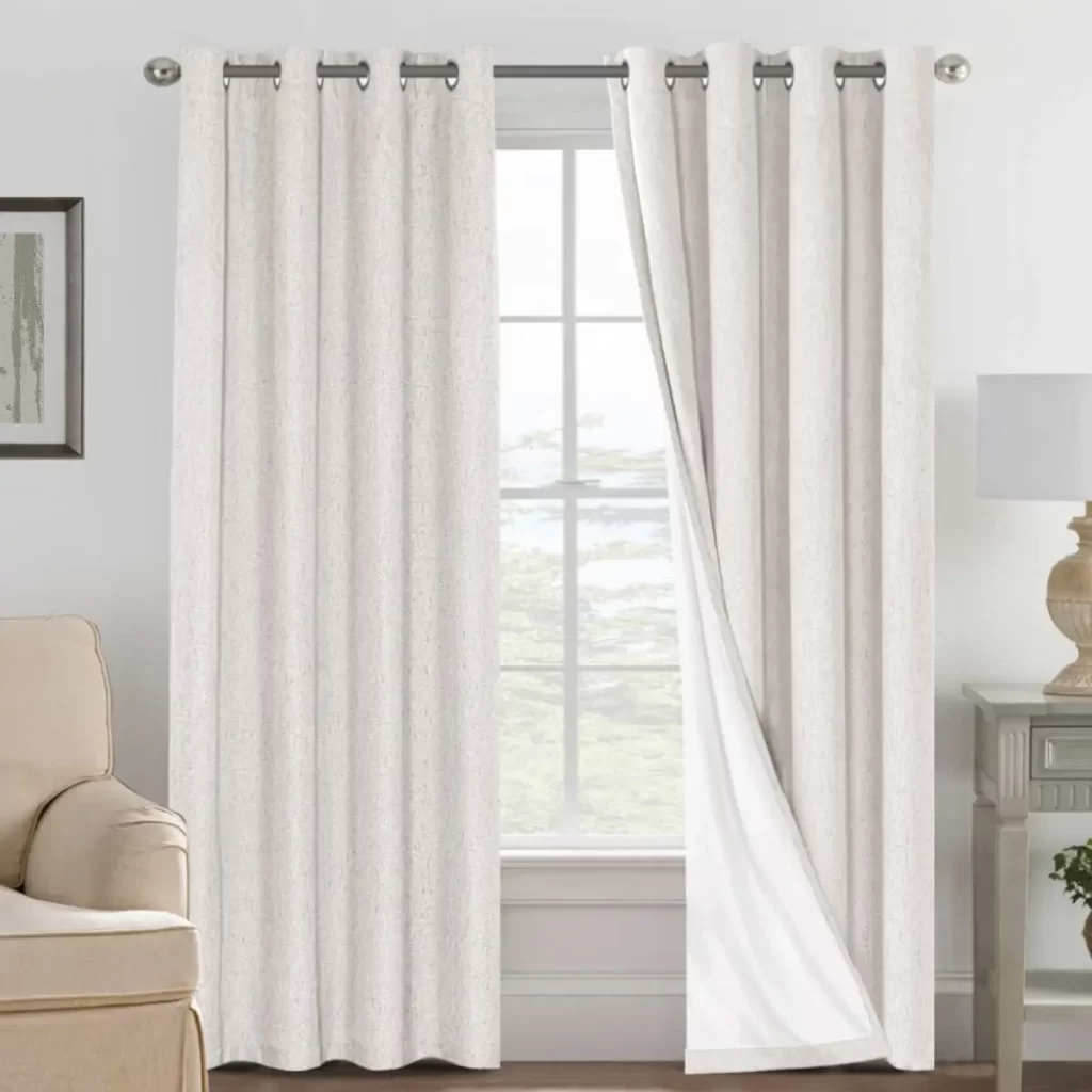 Long oatmeal colored blackout curtains