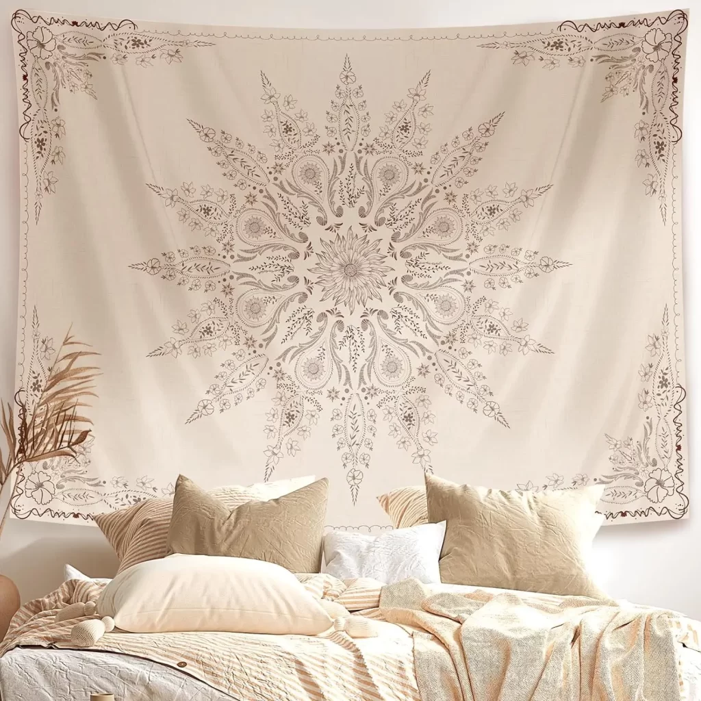 Neutral tapestry for dorm room