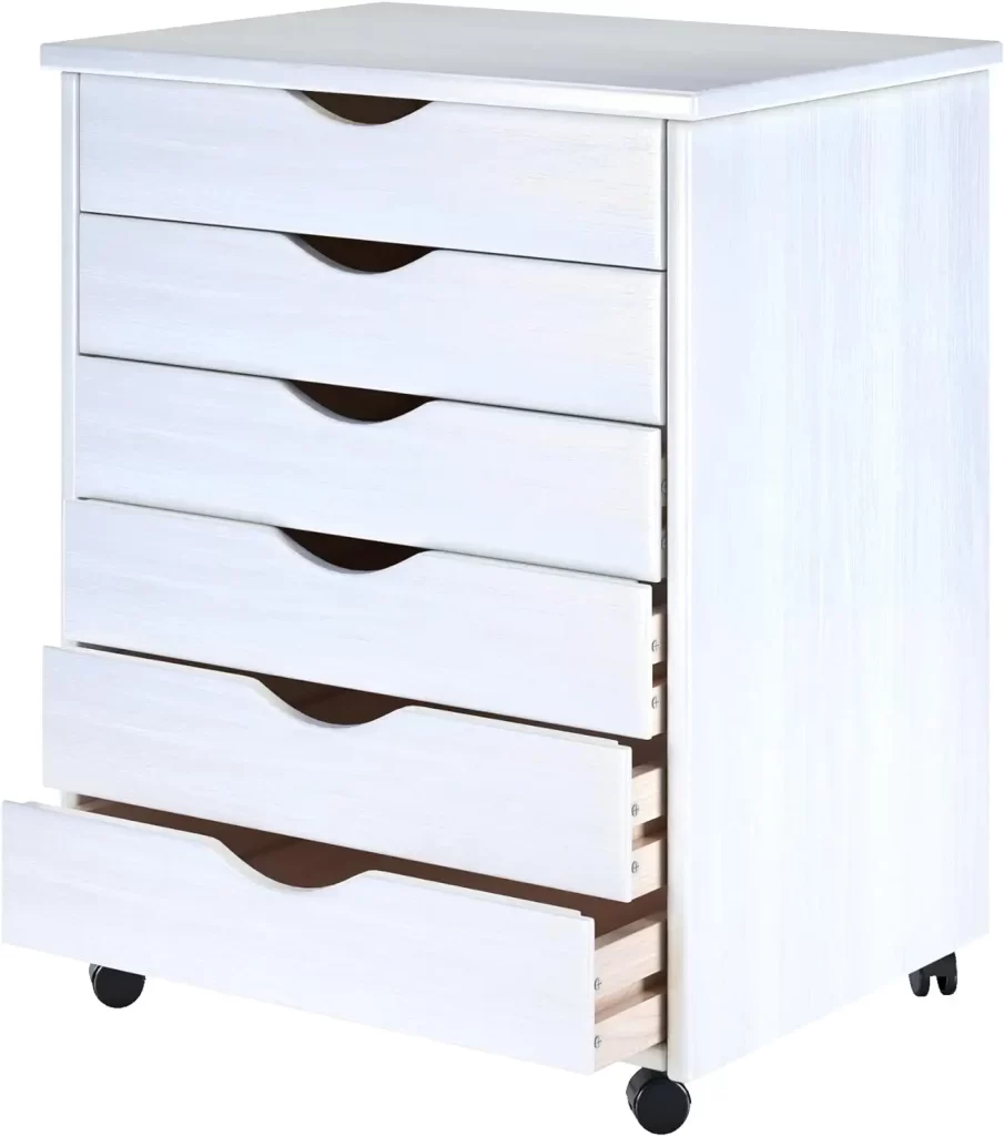 Rolling drawers for dorm closet organization