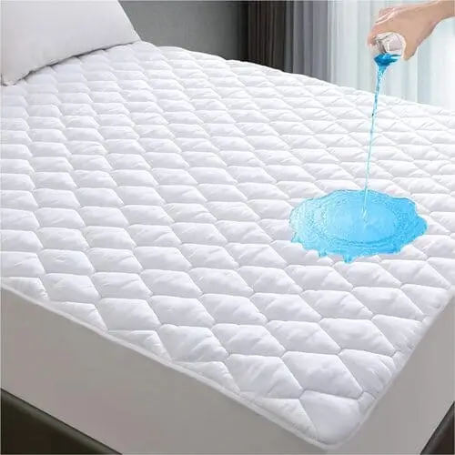 A waterproof mattress protector is essential for a dorm room because it keeps a clean barrier between you and the mattress