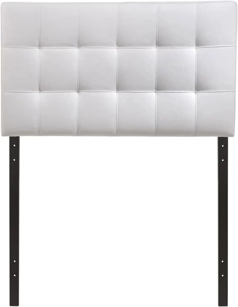 White faux leather headboard for dorm room