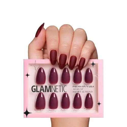 Wine colored press-on nails perfect for fall nails