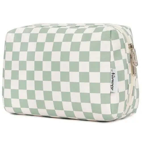 Trendy checkered travel pouch for girls' emergency school kit