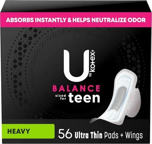 Menstrual pads for teens to put in emergency survival kit for school to keep in their backpacks or lockers