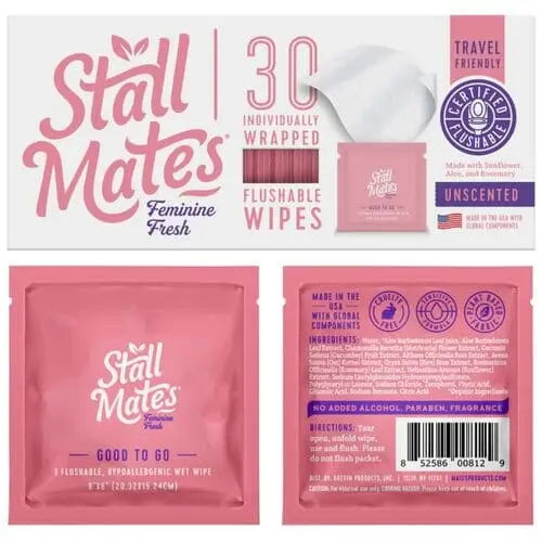 Flushable feminine wipes to put in school survival kit in case periods strike at school