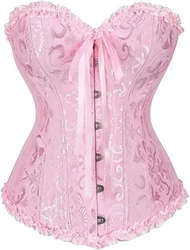 Pink bustier for Aurora costume featuring a fitted design with delicate lace details, perfect for creating a glamorous and modern twist on the classic Sleeping Beauty look for Halloween or cosplay.