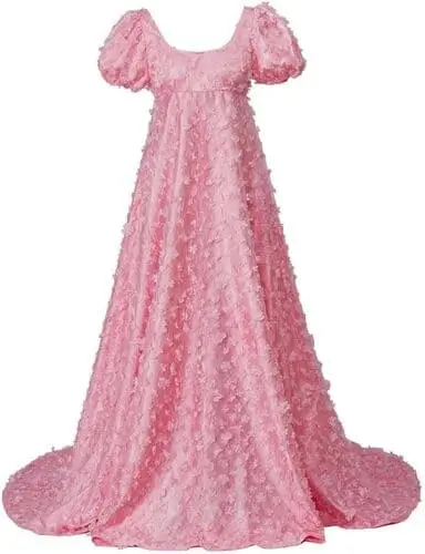 Pink Regency gown on Amazon perfect for a Daphne Bridgerton Halloween costume, featuring an elegant flowing design with intricate details and period-accurate accessories for a sophisticated look.