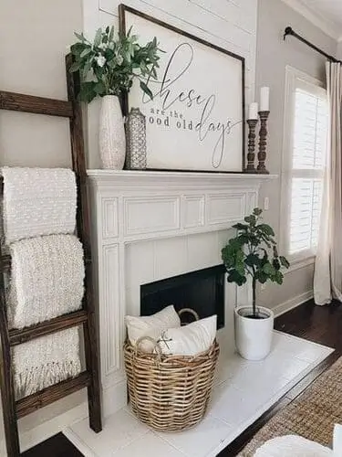 Rustic farmhouse sign for living room, featuring a distressed wooden finish and vintage-inspired lettering that adds charm and character to a farmhouse-themed decor.