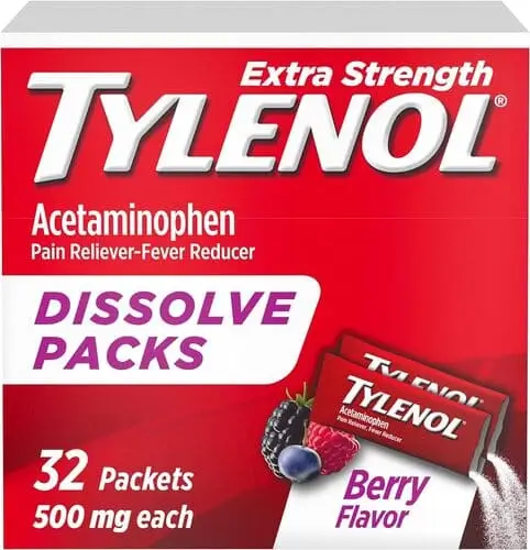 Tylenol dissolve packs are perfect for school survival kit because you can take without water