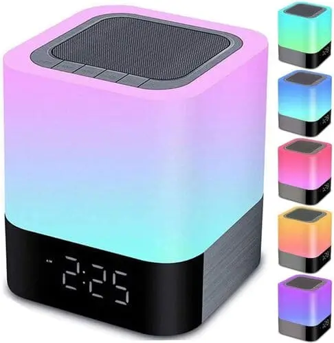 Color Changing Alarm Clock with Rechargeable Battery, MP3 Player, and Bluetooth – Tech-Savvy Christmas Gift for Tween Girls 2024. Perfect for Bedside Table and Morning Routines!