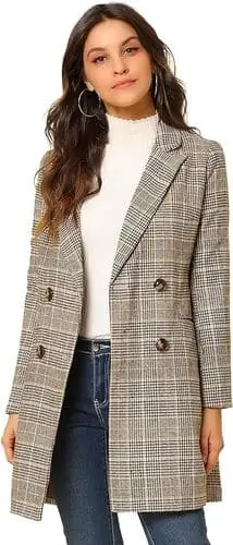 Versatile long plaid fitted blazer for fall, doubles as a coat, featuring a tailored design and stylish pattern, perfect for layering, available on Amazon.