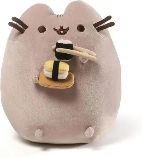 Pusheen Plushie Eating Sushi – Cute and Fun Christmas Gift for Tween Girls 2024. Adorable Plush Toy with Chopsticks, Perfect for Pusheen Fans and Room Decor!