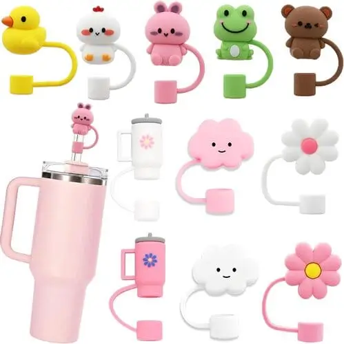 11Pcs Stanley Straw Cover Set – Fun and Functional Christmas Gift for Tween Girls 2024. Colorful Silicone Covers to Keep Stanley Tumblers Clean and Stylish!