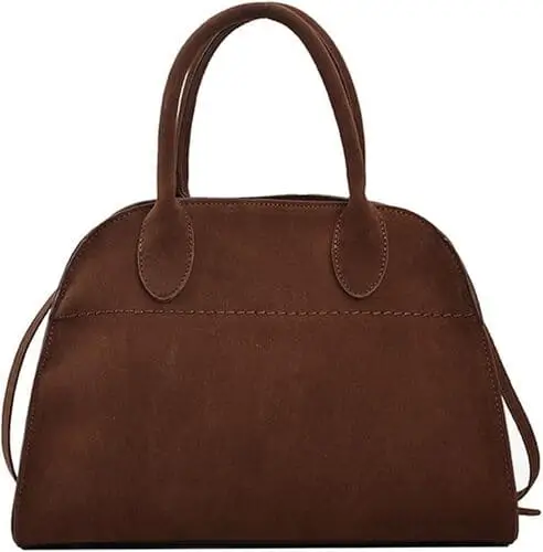 Stylish brown suede handbag for fall, featuring a soft texture and chic design, perfect for complementing your autumn outfits with a touch of elegance.