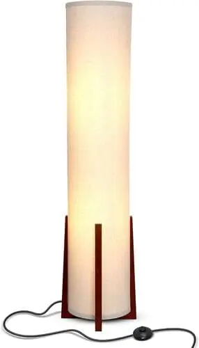 48-inch tall lamp with wood frame, Asian-inspired design, perfect for a living room bedroom combo. Adds a sleek, modern aesthetic and warm ambient lighting for small spaces.