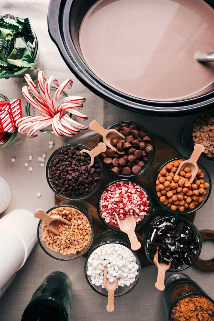 Crockpot hot cocoa bar keeps your hot chocolate warm while guests are over and is a large enough pot for everyone 