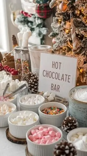 Set up a hot cocoa bar using ramekin dishes and tongs for your guests