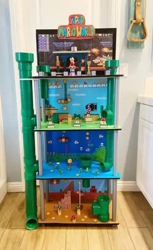 DIY Super Mario play house for boys – a creative and fun project for imaginative play. Explore more Super Mario-themed dollhouse ideas on our blog!