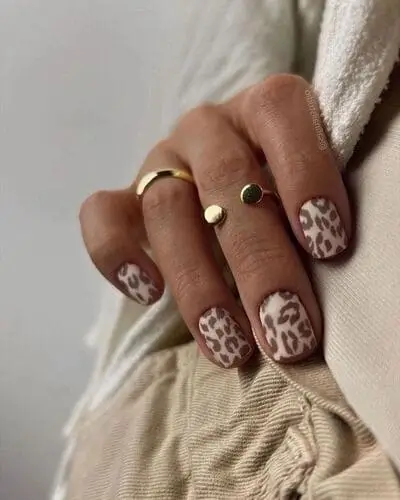 Trendy brown and white leopard print nails—stylish nail art inspiration for a bold and fashionable manicure.