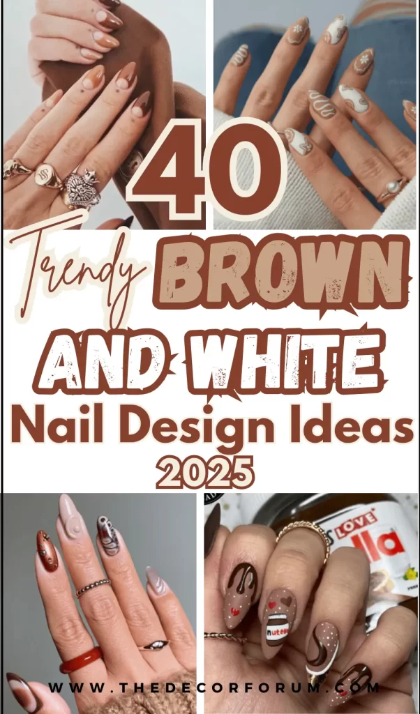 40 brown and white nail design ideas you need to try for 2025