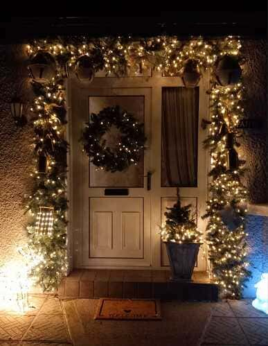 DIY large Christmas bells for front door made out of plastic bowls