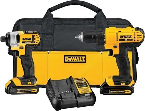 Cordless DeWalt drill for DIY Christmas tool box gift basket for men