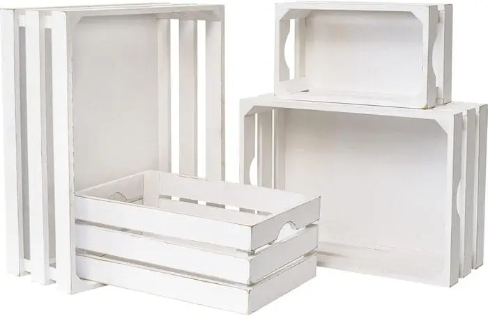 White farmhouse crates for Christmas front door decorating