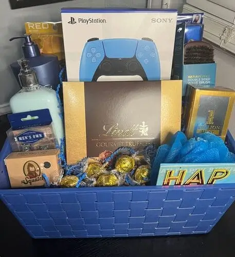 Gaming gift basket for men's Christmas present