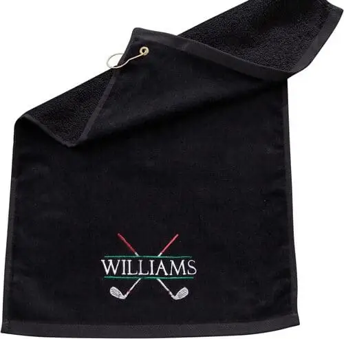 Personalized golf towel for men's christmas basket in yeti cooler for golf course