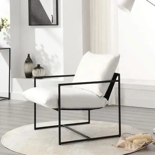 Chic sling accent chair for cute apartment decor, combining comfort and modern design for a cozy yet stylish seating option.