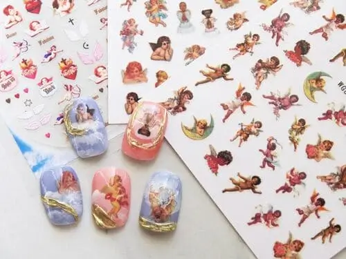 High-quality angel stickers for Valentine's Day nail designs you can do at home or bring to your nail tech