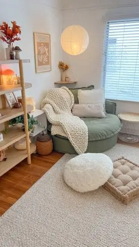 Create a cute reading nook in a corner area that you can turn into a chill area to relax