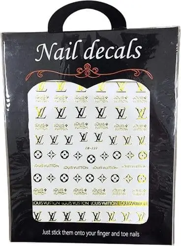 Louis Vuitton nail stickers for Valentine’s Day, available on Amazon for an easy DIY manicure with a stylish designer touch.