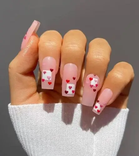 Love letter valentine's day nail design idea