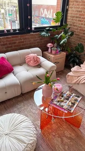 Cute apartment with subtle pops of color through cute decor choices