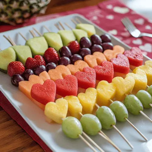 Valentine's fruit skewers are easy to make and feed a crowd!