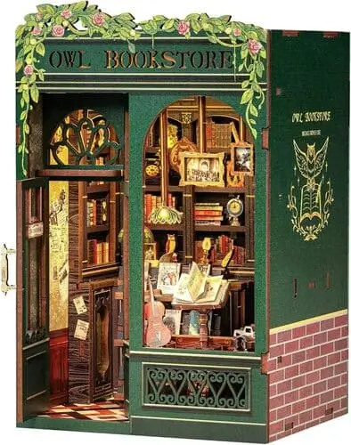 Bookstore book nook kit with light-up diorama, a viral TikTok gift perfect for dark academia and literature lovers.