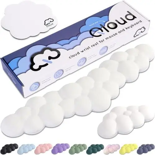 Cloud-shaped wrist rest, a comfy and stylish accessory for gamer girl setups and aesthetic desk decor.