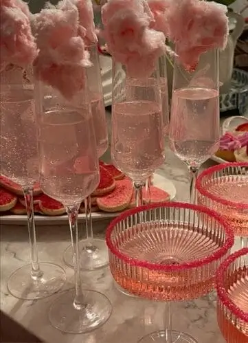 Serve cotton candy valentine's cocktails for a cute brunch idea