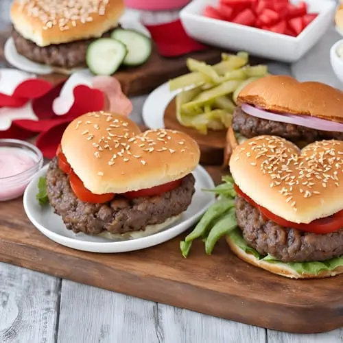 Make heart-shaped burgers for a yummy Valentine's lunch! Perfect for families and large crowds.