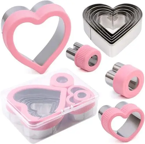 Heart shaped cookie cutters for Valentine's fruit skewers