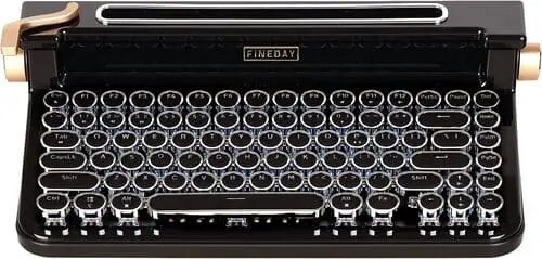 Typewriter-style keyboard with retro keys, a perfect dark academia gift for stylish study sessions.