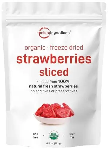 freeze dried strawberries makes pancakes pink naturally