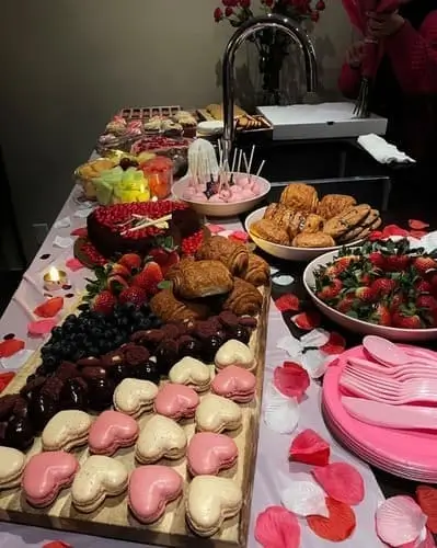 Present a beautiful sweets grazing table for Valentine's day your guests will love