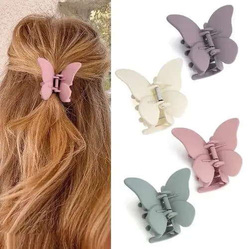 Y2K butterfly hair clips, a trendy and affordable TikTok-inspired gift under $10 for nostalgic hairstyles.